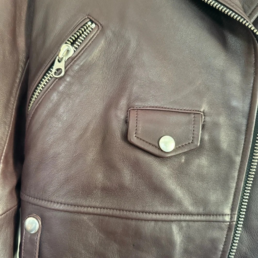 Mackage 'Baya' Bordeaux Leather Jacket Size: SP - Picture 6 of 9
